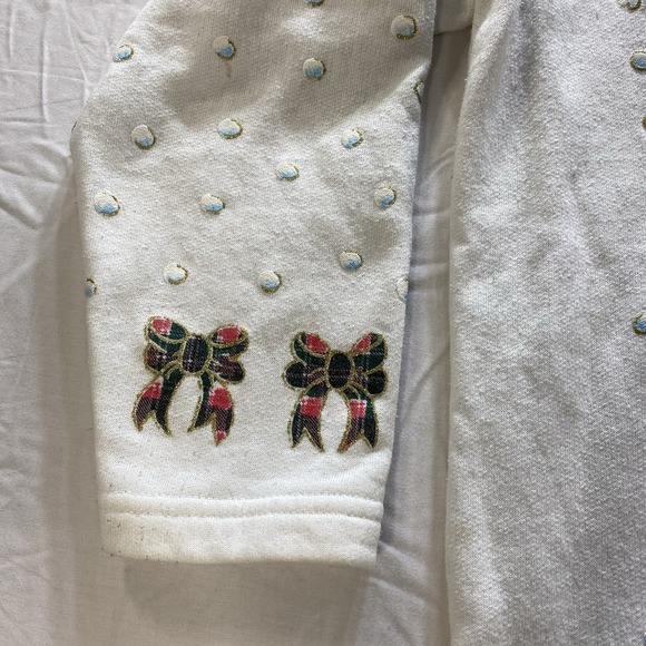 Vintage Late 90s Ugly Christmas Snowman Sweatshirt Puff Paint USA Womens L - Picture 3 of 15